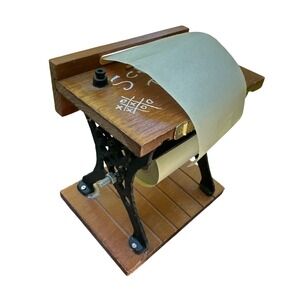 Vintage 1975 Enesco School Daze Wood Cast Iron Memo Desk Paper Note Dispenser